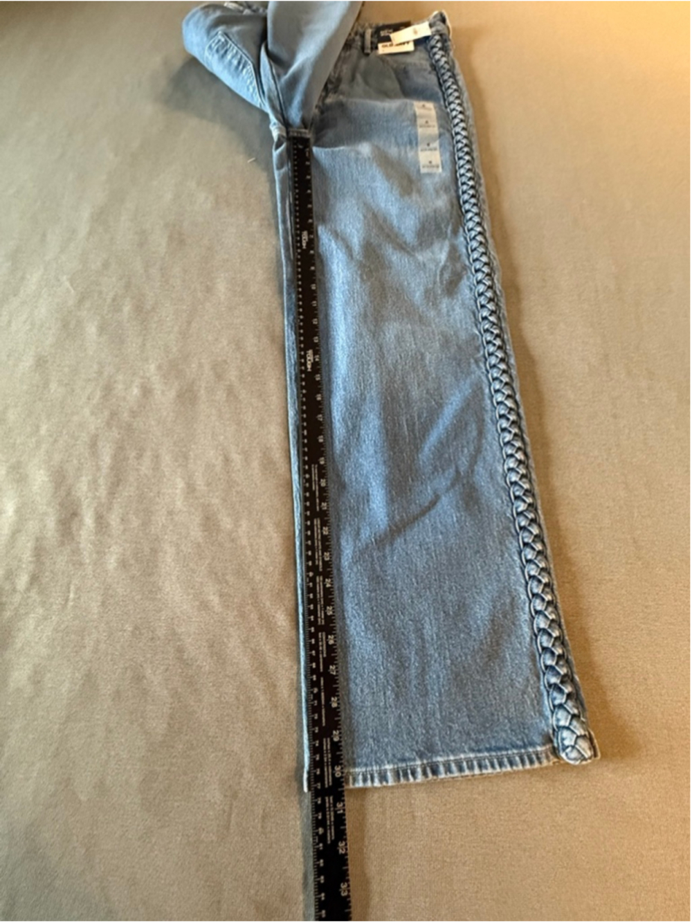 NWTs Old Navy High-Waisted Sky-Hi Wide-Leg jeans braided side seams size 6 - Picture 6 of 9